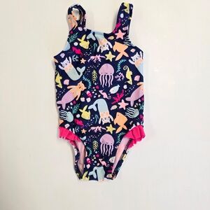 Cat & Jack Navy Ocean Adventure Kids Swim One Piece